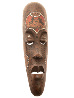 MASCHERA LOMBOK IN EBANO INTARSIO MADREPERLA CM 50X13 STRETTA