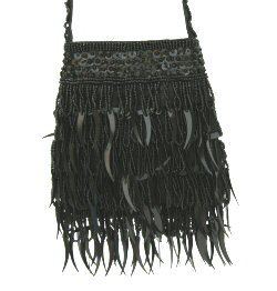 BORSETTA PERLINE E PAILLETTES PASSPORT MIKA FRANGE CM 15x14