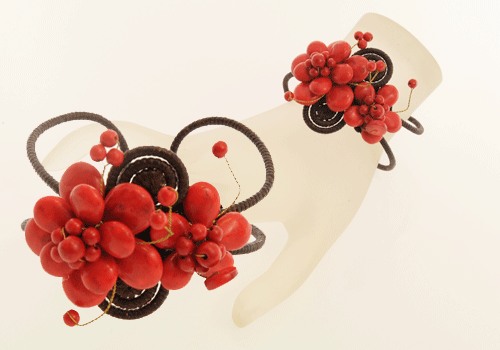 BRACCIALE FIORE CON PIETRE E CORDINO CERATO - Image 3