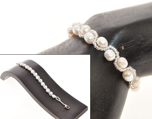 BRACCIALE CON PERLE DI FIUME PICCOLE ROSA - Image 2