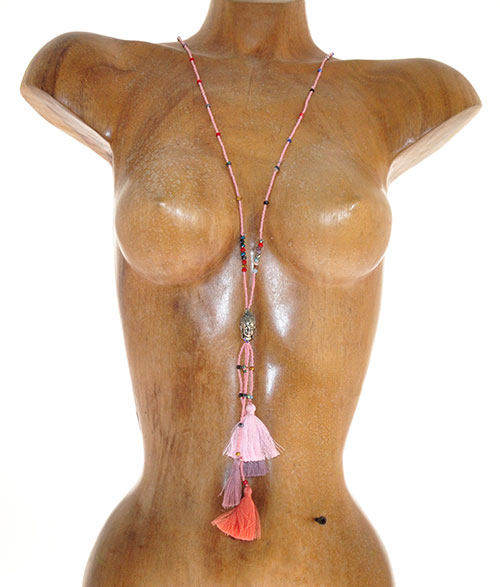 COLLANE TASSEL SINGLE LONG BUDDHA HEAD SILVER - Image 5