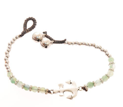 BRACCIALI THAI CON CORDINO CERATO SILVER PLATED ANCORA - Image 11