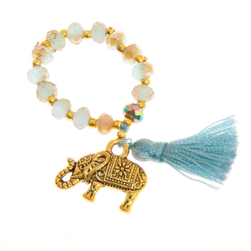 ANELLI ELASTICO TASSEL KRISTAL ELEFANTE LARGE COLORE ORO - Image 9