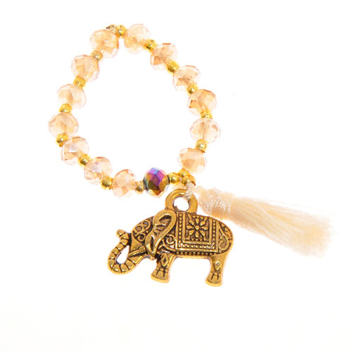 ANELLI ELASTICO TASSEL KRISTAL ELEFANTE LARGE COLORE ORO - Image 10