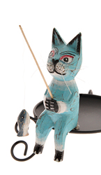 GATTO DIPINTO PESCATORE LARGE CM 30