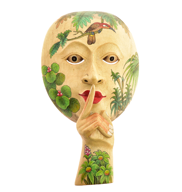 MASCHERA SUIT DIPINTA IN LEGNO DI IBISCO CM30 - Image 4