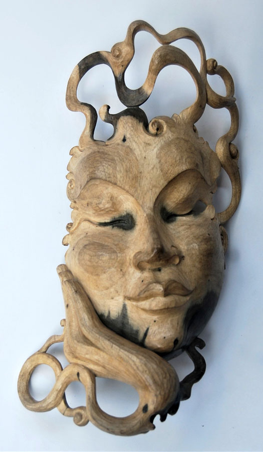 MASCHERA LADY CON RADICI E FOGLIE CM 29X15 - Image 3