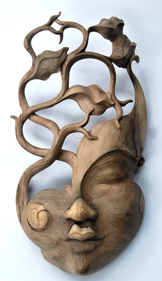 MASCHERA LADY CON RADICI E FOGLIE CM 29X15 - Image 2