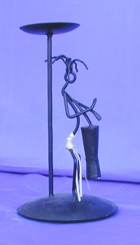 PORTACANDELE FERRO BATTUTO APPOGGIATO PALO PICCOLO