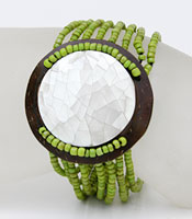 BRACCIALI PERLINE 8 FILI COCCO MADREPERLA TONDO