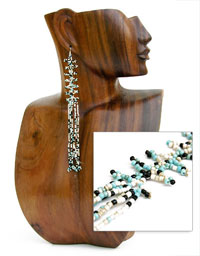 ORECCHINI PERLINE E FRANGE LONG CM 22