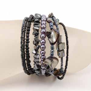 BRACCIALI RIGIDINI CON PERLE IN CERAMICA - Image 2