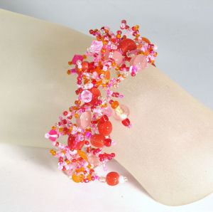 BRACCIALI CORALLO CON PERLE IN VETRO - Image 16