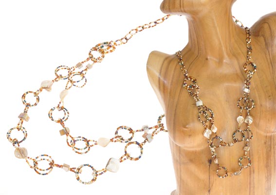 COLLANE A CATENA CON ANELLI E MADREPERLA - Image 2