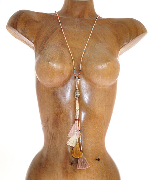 COLLANE TASSEL SINGLE LONG BUDDHA HEAD SILVER - Image 3