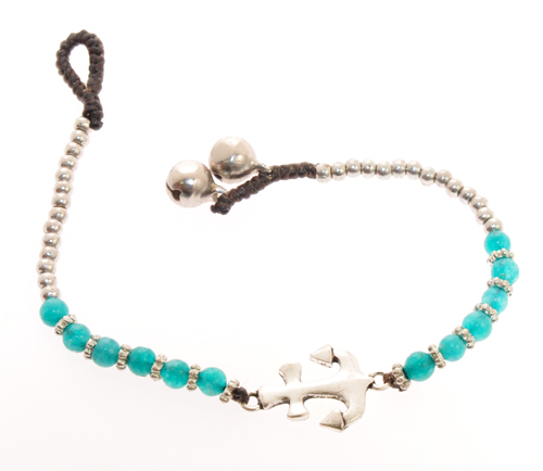 BRACCIALI THAI CON CORDINO CERATO SILVER PLATED ANCORA - Image 5