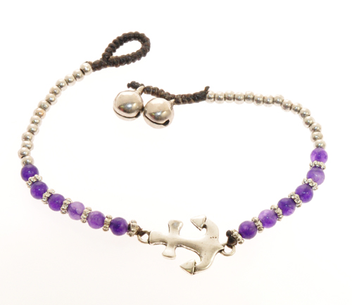 BRACCIALI THAI CON CORDINO CERATO SILVER PLATED ANCORA - Image 9