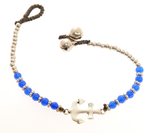 BRACCIALI THAI CON CORDINO CERATO SILVER PLATED ANCORA - Image 7