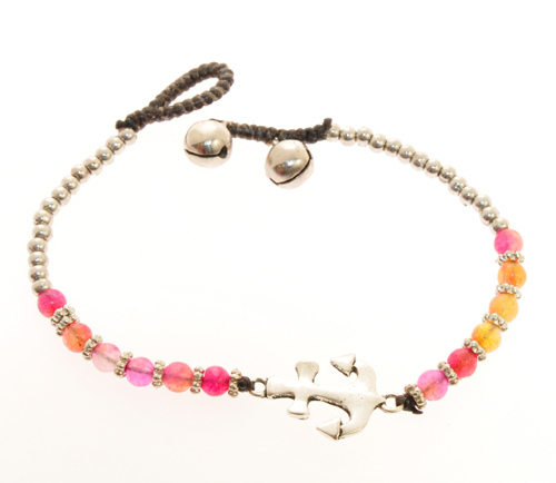 BRACCIALI THAI CON CORDINO CERATO SILVER PLATED ANCORA - Image 4