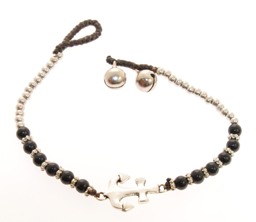 BRACCIALI THAI CON CORDINO CERATO SILVER PLATED ANCORA - Image 3