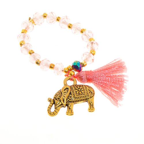 ANELLI ELASTICO TASSEL KRISTAL ELEFANTE LARGE COLORE ORO - Image 2