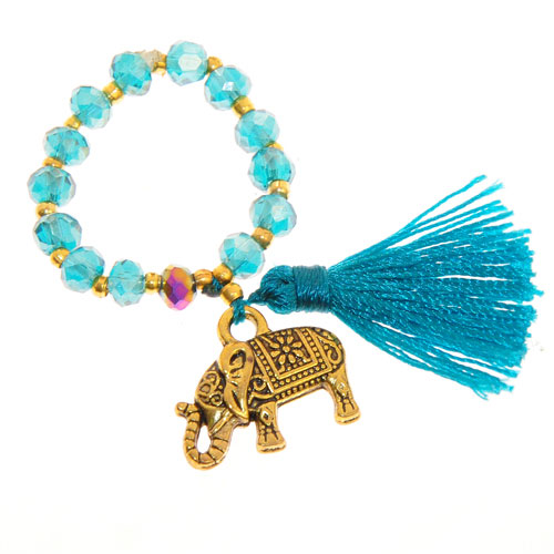 ANELLI ELASTICO TASSEL KRISTAL ELEFANTE LARGE COLORE ORO - Image 3