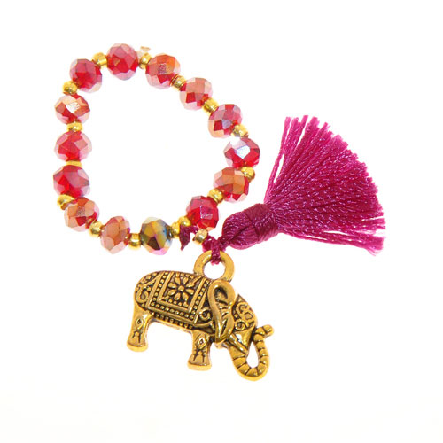 ANELLI ELASTICO TASSEL KRISTAL ELEFANTE LARGE COLORE ORO - Image 4