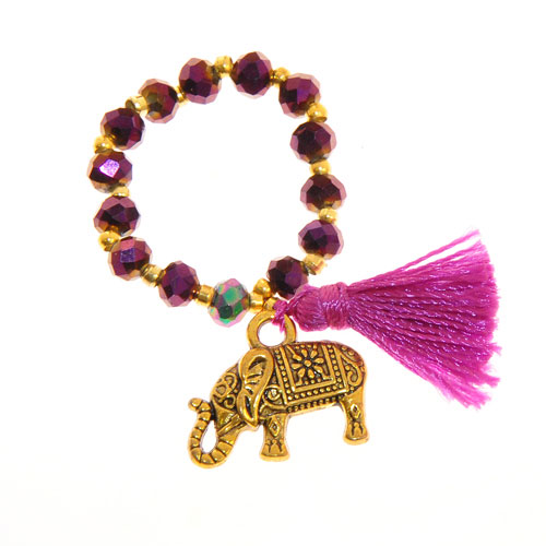 ANELLI ELASTICO TASSEL KRISTAL ELEFANTE LARGE COLORE ORO - Image 5