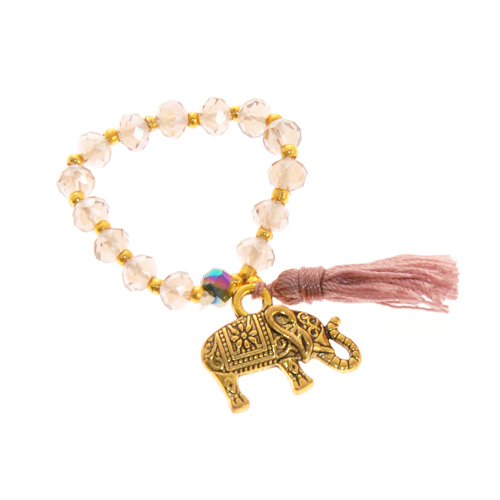 ANELLI ELASTICO TASSEL KRISTAL ELEFANTE LARGE COLORE ORO - Image 6