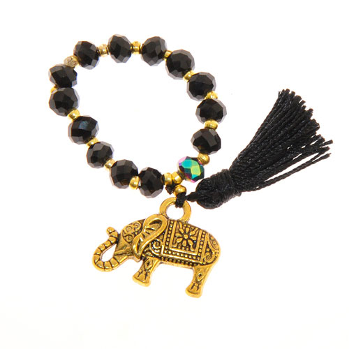 ANELLI ELASTICO TASSEL KRISTAL ELEFANTE LARGE COLORE ORO - Image 8