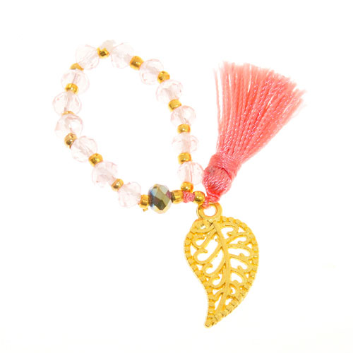 ANELLI ELASTICO TASSEL KRISTAL FOGLIE COLORE ORO - Image 2