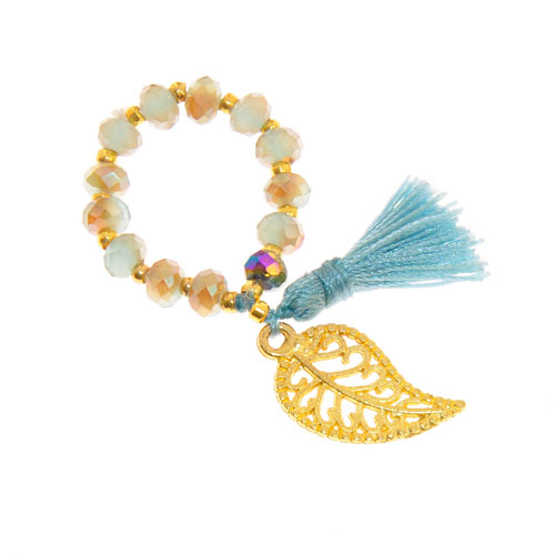 ANELLI ELASTICO TASSEL KRISTAL FOGLIE COLORE ORO - Image 3