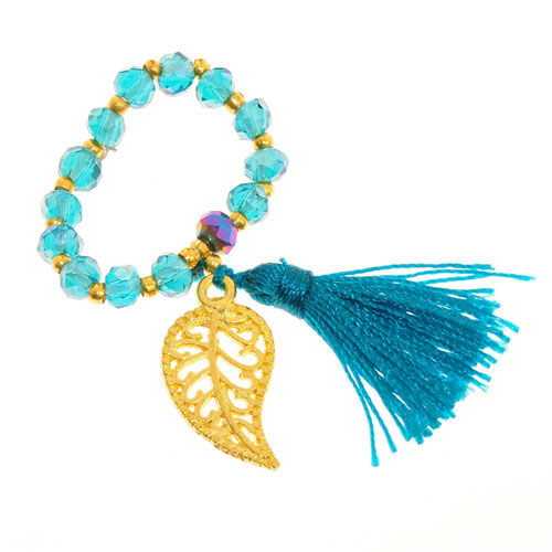 ANELLI ELASTICO TASSEL KRISTAL FOGLIE COLORE ORO - Image 4