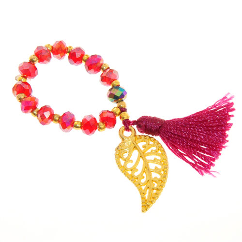 ANELLI ELASTICO TASSEL KRISTAL FOGLIE COLORE ORO - Image 5