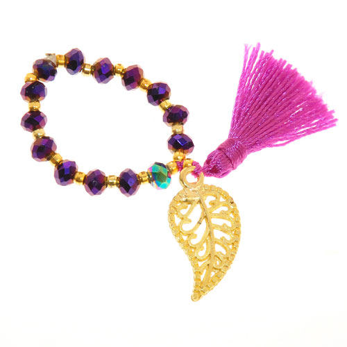 ANELLI ELASTICO TASSEL KRISTAL FOGLIE COLORE ORO - Image 6