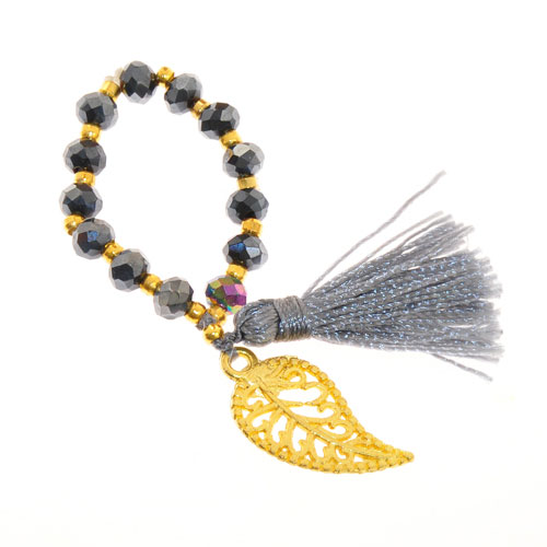 ANELLI ELASTICO TASSEL KRISTAL FOGLIE COLORE ORO - Image 8