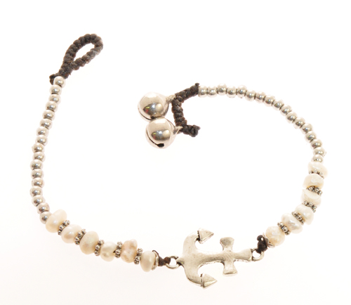 BRACCIALI THAI CON CORDINO CERATO SILVER PLATED ANCORA - Image 10