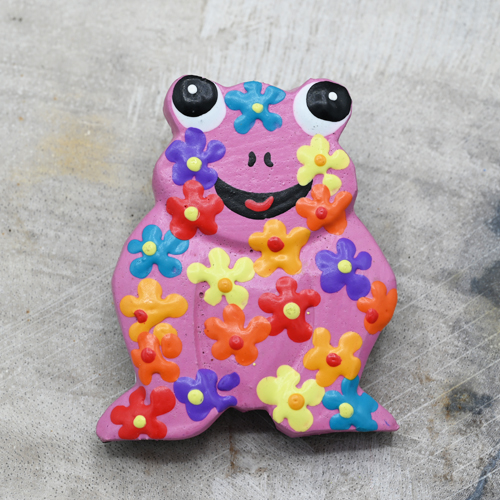 MAGNETE RANOCCHIA IN LEGNO DIPINTO A FIORI - Image 2