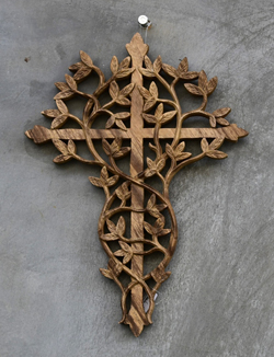 PANNELLO IN LEGNO INTARSIATO E TRAFORATO CON BARONG CM 35X35