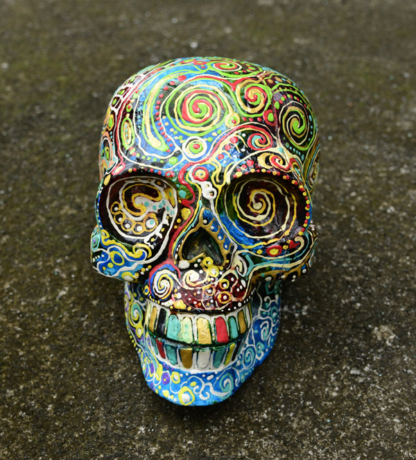 SCULTURA TESCHIO IN LEGNO DI ALBESIA DIPINTO CM 20 CIRCA - Image 19