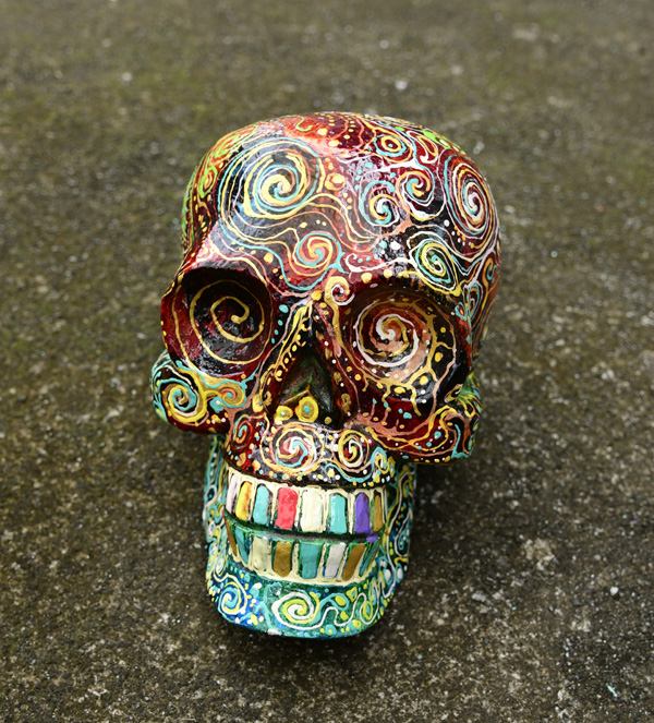 SCULTURA TESCHIO IN LEGNO DI ALBESIA DIPINTO CM 20 CIRCA - Image 20