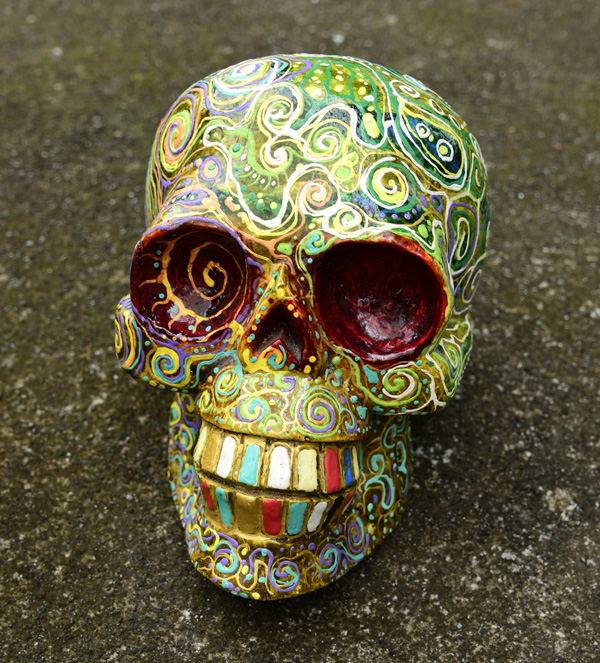 SCULTURA TESCHIO IN LEGNO DI ALBESIA DIPINTO CM 20 CIRCA - Image 21