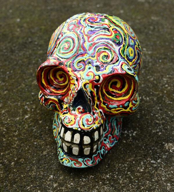 SCULTURA TESCHIO IN LEGNO DI ALBESIA DIPINTO CM 20 CIRCA - Image 23