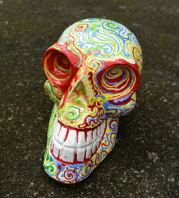 SCULTURA TESCHIO IN LEGNO DI ALBESIA DIPINTO CM 20 CIRCA - Image 25