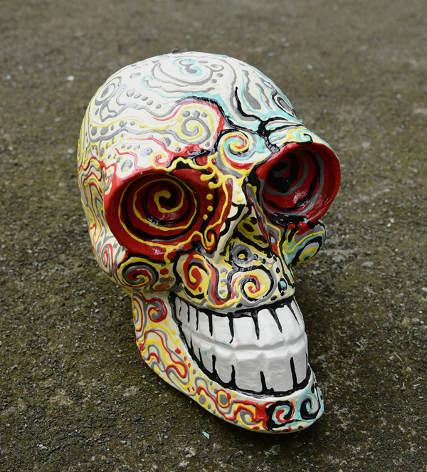 SCULTURA TESCHIO IN LEGNO DI ALBESIA DIPINTO CM 20 CIRCA - Image 26