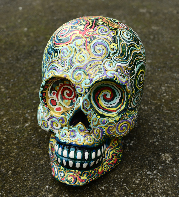 SCULTURA TESCHIO IN LEGNO DI ALBESIA DIPINTO CM 20 CIRCA - Image 27