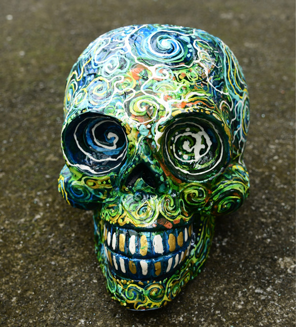 SCULTURA TESCHIO IN LEGNO DI ALBESIA DIPINTO CM 20 CIRCA - Image 28