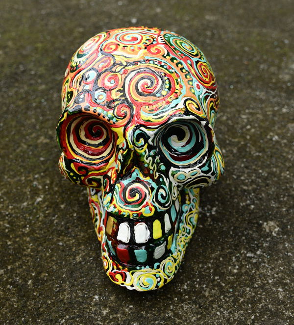 SCULTURA TESCHIO IN LEGNO DI ALBESIA DIPINTO CM 20 CIRCA - Image 29