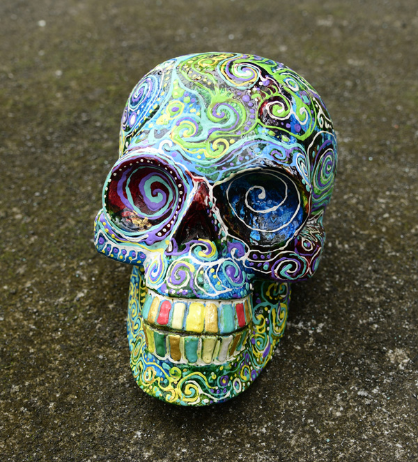 SCULTURA TESCHIO IN LEGNO DI ALBESIA DIPINTO CM 20 CIRCA - Image 31