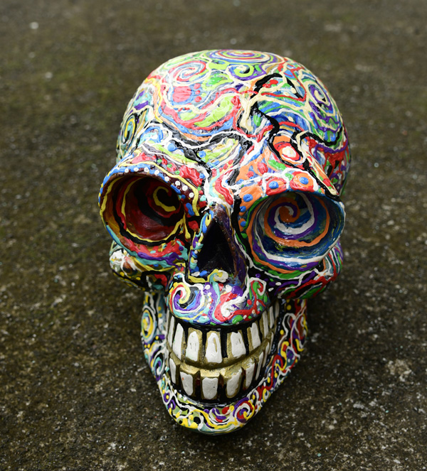 SCULTURA TESCHIO IN LEGNO DI ALBESIA DIPINTO CM 20 CIRCA - Image 32